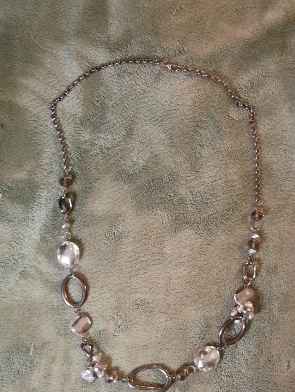 Silver-Tone Glass Beads Link Necklace - Brand Unknown